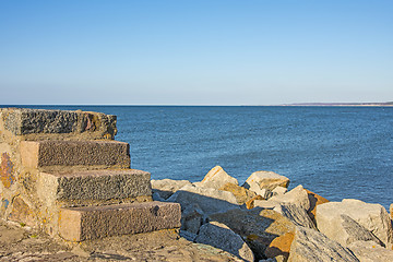 Image showing Baltic Sea view of the mole of Ustka, Poland