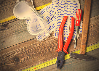 Image showing still life with vintage working tools