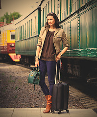 Image showing travel portrait of a pretty businesswoman on rest