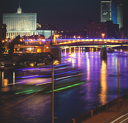 Image showing Moscow, Russia, Night cityscape on the Moscow River