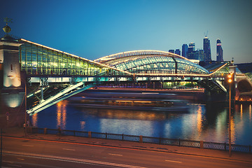 Image showing night landscape with covered bridge Bogdan Hmelnitsky in Moscow