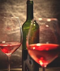 Image showing wine in green bottle