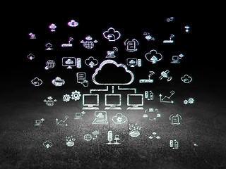 Image showing Cloud networking concept: Cloud Network in grunge dark room