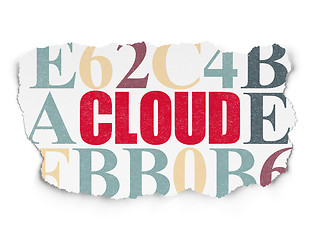 Image showing Cloud technology concept: Cloud on Torn Paper background