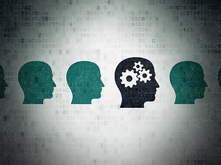 Image showing Learning concept: head with gears icon on Digital Paper background