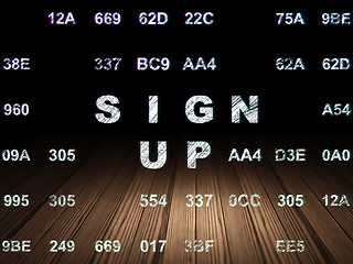 Image showing Web design concept: Sign Up in grunge dark room