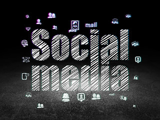 Image showing Social media concept: Social Media in grunge dark room