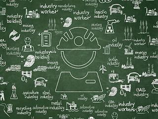 Image showing Manufacuring concept: Factory Worker on School Board background