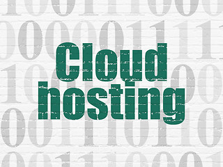 Image showing Cloud networking concept: Cloud Hosting on wall background