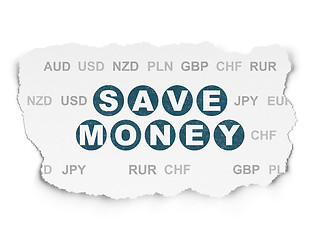 Image showing Currency concept: Save Money on Torn Paper background