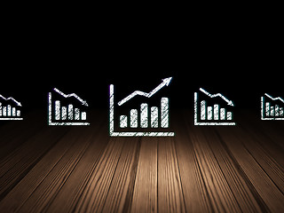 Image showing Business concept: growth graph icon in grunge dark room