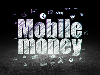 Image showing Money concept: Mobile Money in grunge dark room