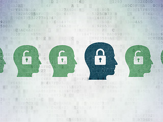 Image showing Security concept: head with padlock icon on Digital Paper background