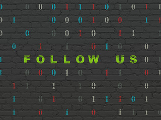 Image showing Social network concept: Follow us on wall background