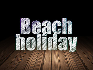 Image showing Vacation concept: Beach Holiday in grunge dark room