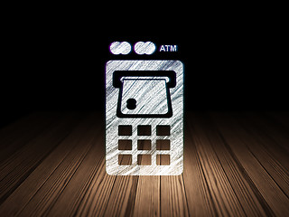 Image showing Money concept: ATM Machine in grunge dark room