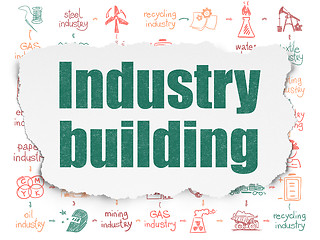 Image showing Manufacuring concept: Industry Building on Torn Paper background