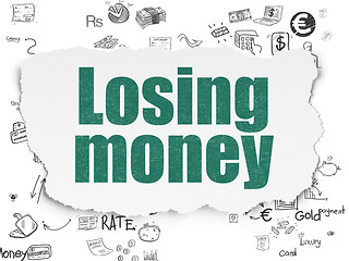 Image showing Banking concept: Losing Money on Torn Paper background