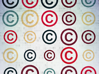 Image showing Law concept: Copyright icons on Digital Paper background