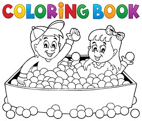 Image showing Coloring book happy playing children