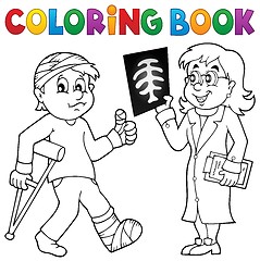 Image showing Coloring book doctor attending patient