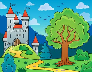 Image showing Castle and tree theme image