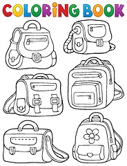 Image showing Coloring book school bags theme 1