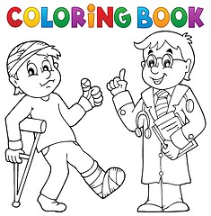 Image showing Coloring book with patient and doctor