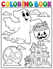 Image showing Coloring book ghost theme 5