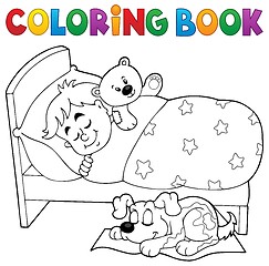 Image showing Coloring book sleeping child theme 2