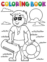 Image showing Coloring book life guard theme 1