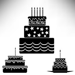 Image showing Set of Silhouettes Sweet Cakes