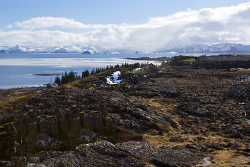 Image showing Lake Pingvallavatn in Iceland with beautiful clouds