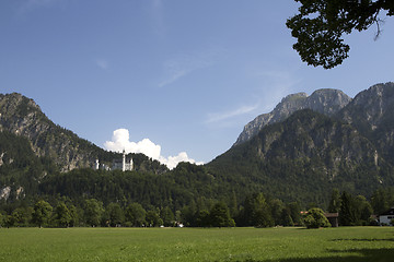 Image showing Panorama of castle Neuschwanstein in the Bavarian Alps