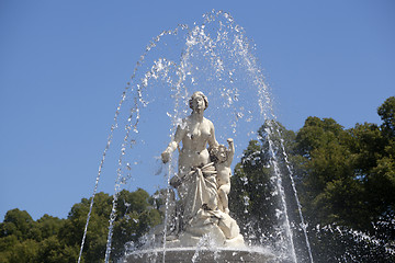 Image showing Closeup of statue Latona fountain at Herrenchiemsee, Bavaria