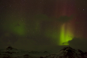 Image showing Different colors of northern lights in Iceland