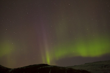 Image showing Different colors of northern lights in Iceland