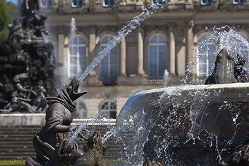 Image showing Closeup of Latona fountain at Herrenchiemsee, Bavaria