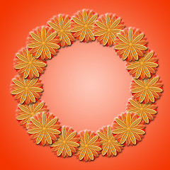 Image showing frame from brown flowers on red background