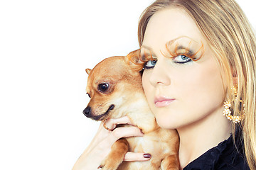 Image showing beauty with her chihuahua