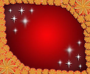 Image showing frame from flowers on red sparkling background