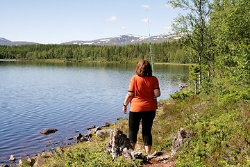Image showing Woman fishing
