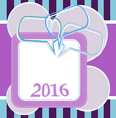 Image showing 2016 New Year card design with abstract speech bubbles set