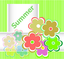 Image showing Summer theme with floral over bright multicolored background, summer flowers, holiday card