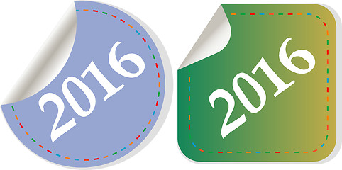 Image showing Happy new year 2016 - vector icon with shadow on a grey button