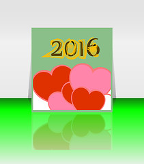 Image showing Happy new year 2016 word on blank note book with red heart shape, new year template