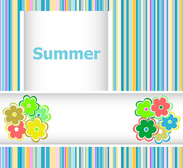 Image showing Summer theme with floral over bright multicolored background, summer flowers, holiday card