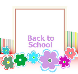 Image showing Back to school invitation card with flowers, education concept