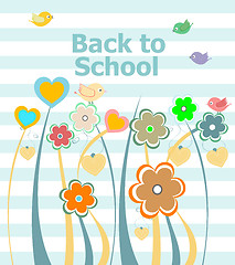 Image showing Back to school invitation card with flowers, education concept