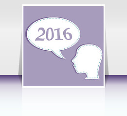 Image showing Smiling business woman head with speech bubble,  2016 new year card